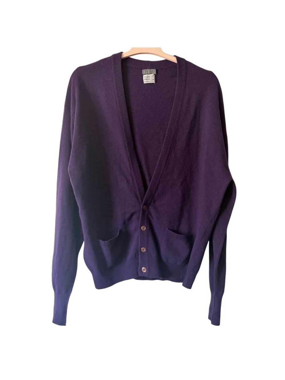 Vintage Barneys New York Purple 100% Lambswool Cardigan Sweater